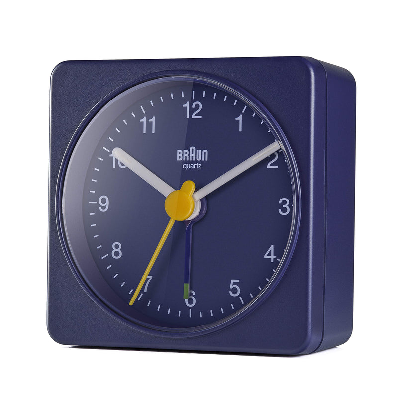 NewNest Australia - Braun Classic Travel Analogue Alarm Clock, Compact Size, Quiet Quartz Movement, Crescendo Beep Alarm in Blue, Model BC02BL. 