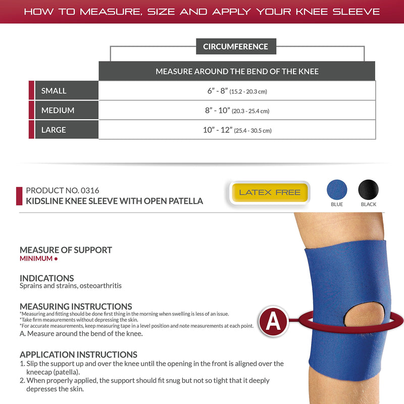 OTC KidsLine Knee Sleeve, Open Patella, Neoprene, Black, Medium Medium (Pack of 1) - NewNest Australia