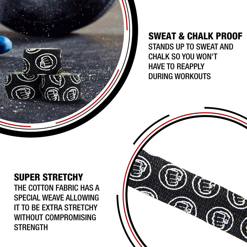 WOD Nation Weightlifting Hook Grip Tape - 3 Pack 23 Feet Long Sticky, Comfortable & Stretchy Athletic Tape for Weight Lifting forCrossfit and Cross Training - Thumb, Hand & Finger Protection Black 1.5 inch x 23 Feet - NewNest Australia