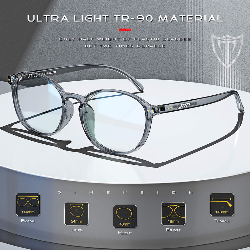 ATTCL Unisex blue light filter glasses computer glasses for blocking UV headaches [reducing eye strain] gaming glasses transparent + gray - NewNest Australia