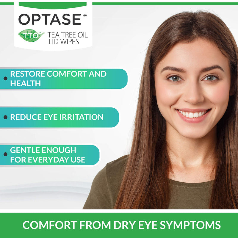 OPTASE Tea Tree Oil Eyelid Wipes - Eyelid Cleansing Wipes for Dry Eyes - Tea Tree Wipes for Blepharitis Treatment - Preservative Free, Natural Ingredients - Step 2 Cleanse - TTO Eye Wipes, Box of 20 - NewNest Australia