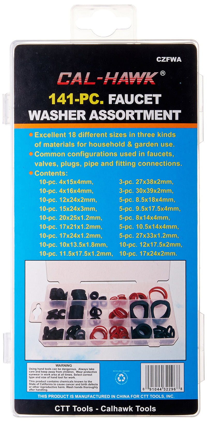 Cal Hawk CZFWA 141-pc. Faucet Washer Assortment Kit, 18 Different Assorted Sizes - NewNest Australia