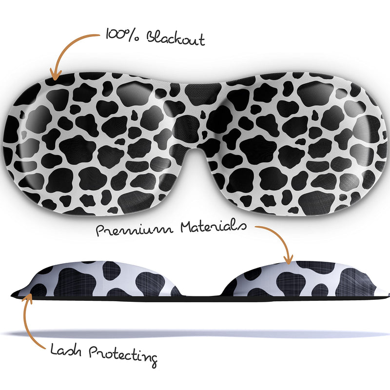 SMUG 100% Blackout Sleep & Eye Mask | Eyelash Extension Friendly | Eye Masks for Sleeping | Sleep Masks for Women & Men | Straps for Dream Comfort & Adjustability | Cow - NewNest Australia