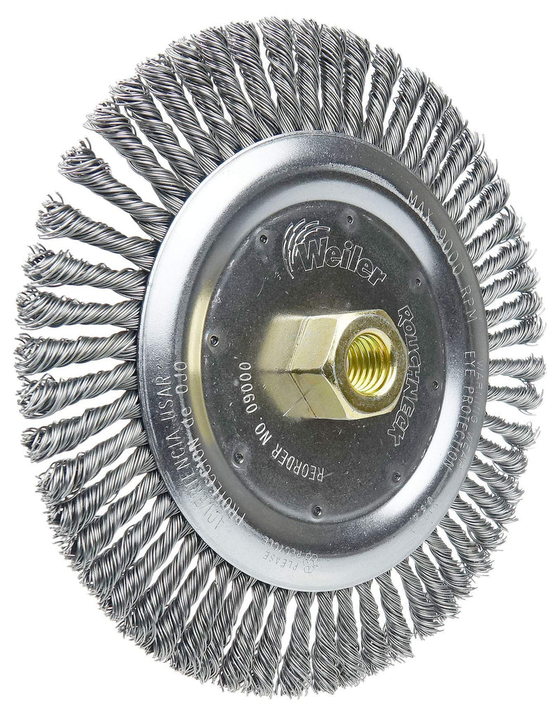 Weiler 09000 Roughneck 7" Root Pass Weld Cleaning Brush, .020" Steel Wire Fill, 5/8"-11 Unc Nut, Made in the USA 56 Knots - NewNest Australia