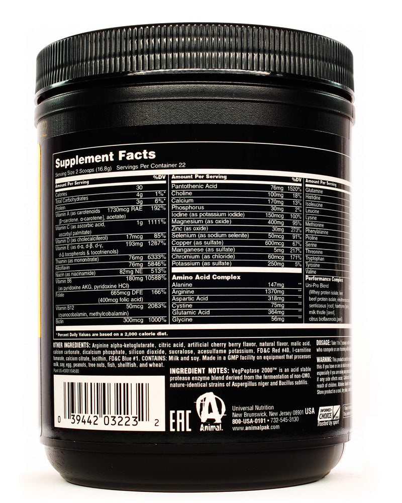Animal Pak - The Complete All-in-one Training Pack - Multivitamins, Amino Acids, Performance Complex and More - For Elite Athelets and Bodybuilders - Cherry - 44 Scoops 22 Servings (Pack of 1) - NewNest Australia