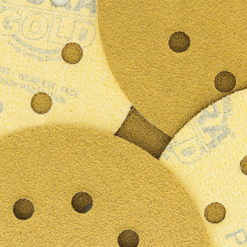 Dura-Gold Premium 5" Gold Sanding Discs - 40 Grit (Box of 25) - 8 Hole Pattern Dustless Hook & Loop Backing Sandpaper for DA Sanders, Aluminum Oxide Abrasive - Sand Automotive Paint, Woodworking Wood 40-Grit - NewNest Australia