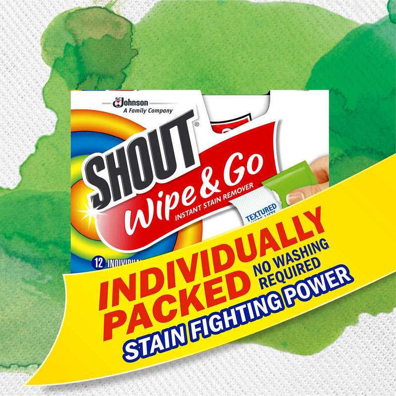 Shout Wipe and Go Instant Stain Remover, for On-the-Go Laundry Stains, 12 Count - Pack of 6 (72 Total Wipes) Pack of 6 (72 Total Wipes) - NewNest Australia