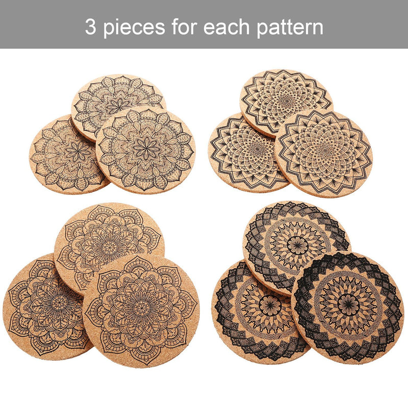 NewNest Australia - Tatuo 12 Pieces Cork Coasters for Drinks Absorbent Reusable Cup Mat Drink Coaster for Home Restaurant Office and Bar, 4 Inches 