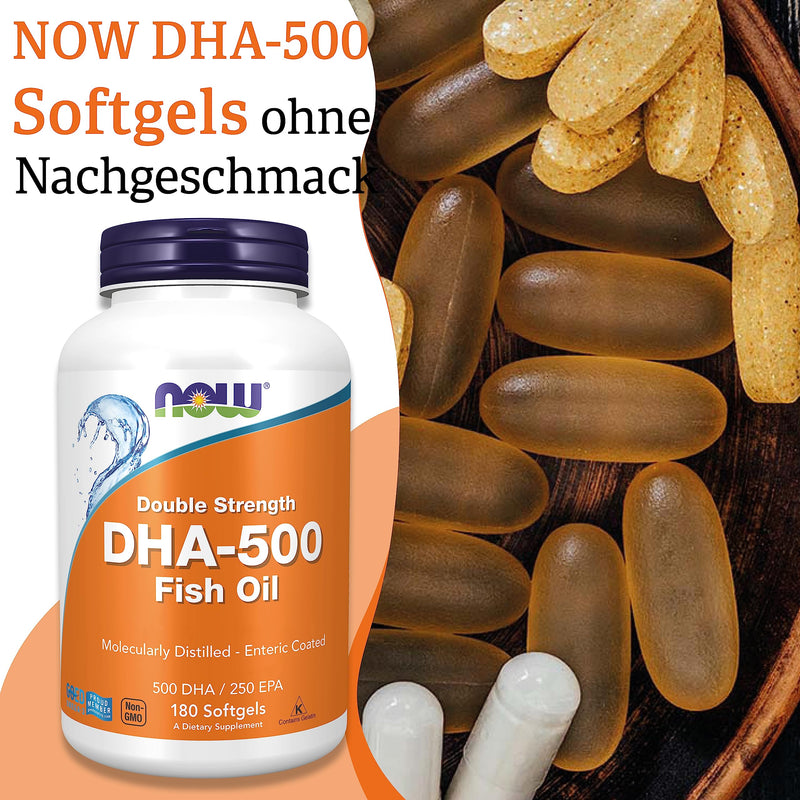 Now Foods, DHA-500, double strength, 180 soft capsules, laboratory tested, fish oil, EPA, vitamin E, gluten free, non-GMO 180 pieces (pack of 1) 263.48 - NewNest Australia