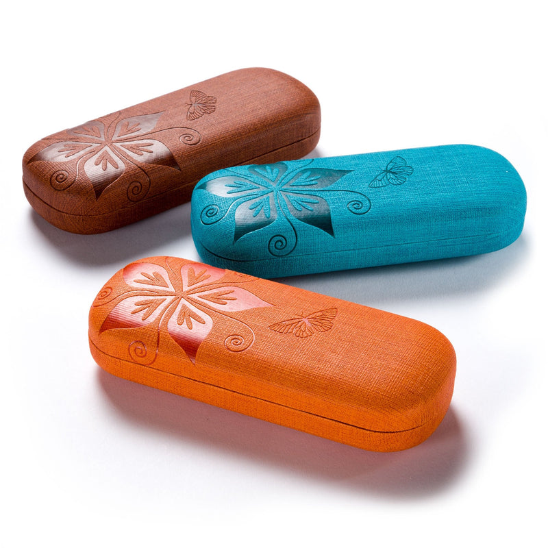 FEFI Hardcase glasses case Nature - embossed flower design blue - NewNest Australia