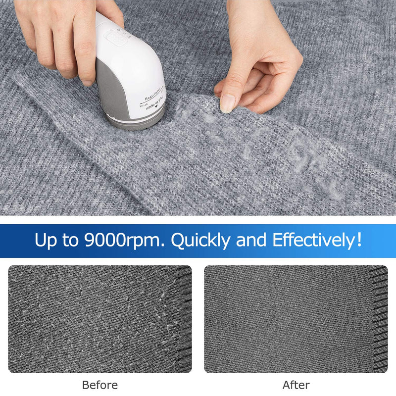 BEAUTURAL Fabric Shaver and Lint Remover, Sweater Defuzzer with 2-Speeds, 2 Replaceable Stainless Steel Blades, Battery Operated, Remove Clothes Fuzz, Lint Balls, Pills, Bobbles Gray Basic - NewNest Australia
