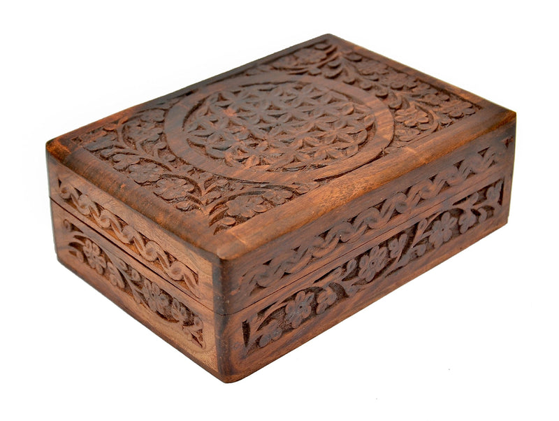 NewNest Australia - New Age Source The Carved Wood Box Flower of Life (Standard Version) (Standard Version) 