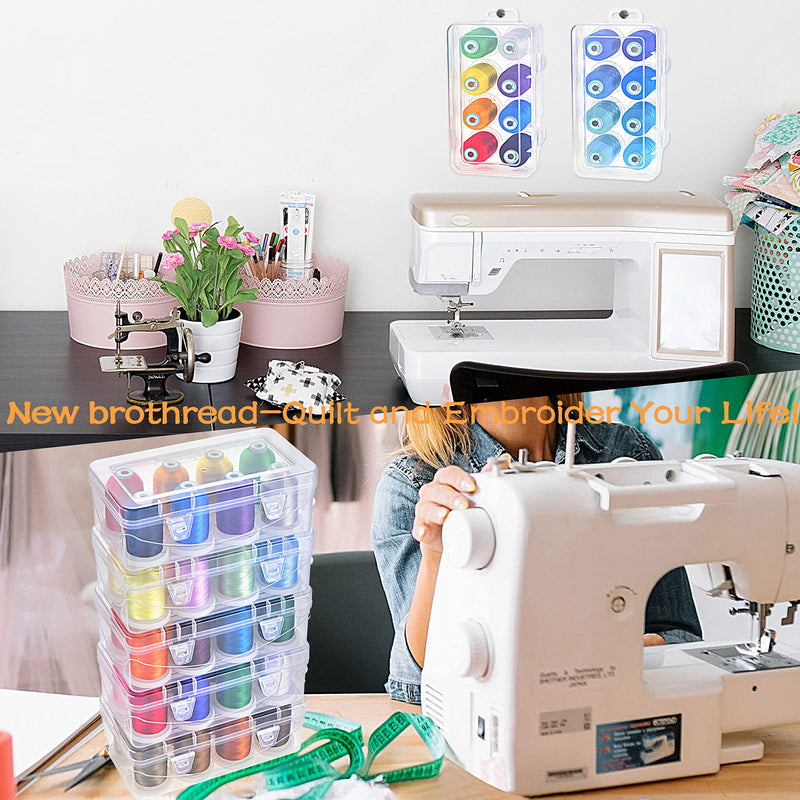 New brothread - 15 Options - 8 Snap Spools of 1000m Each Polyester Embroidery Machine Thread with Clear Plastic Storage Box for Embroidery & Quilting - Basic Color - NewNest Australia