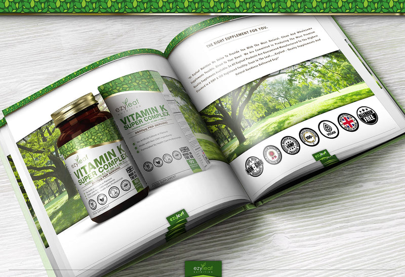 Ezyleaf Vitamin K Super Complex | With Vitamin K2 MK7 and Vitamin K2 MK4 | 90 Vitamin K and Vitamin K2 MK-7 Vegan Capsules - 1500μg Vitamin K1 | Non-GMO, Gluten & Dairy Free | Made in the UK - NewNest Australia