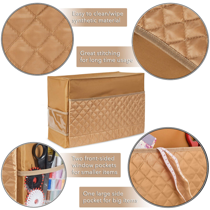 Addicted DEPO Sewing Machine Cover with 3 Convenient Pockets - Protective Quilted Dust Cover Pro - Universal for Most Standard Singer & Brother Machines - | Rodi's (Beige) Beige - NewNest Australia
