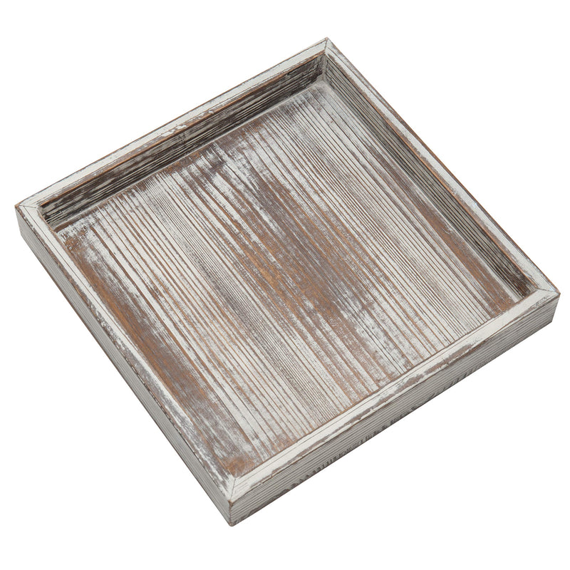 NewNest Australia - MyGift 10 inch Torched Wood Decorative Tray, Ottoman Coffee Table Accent 