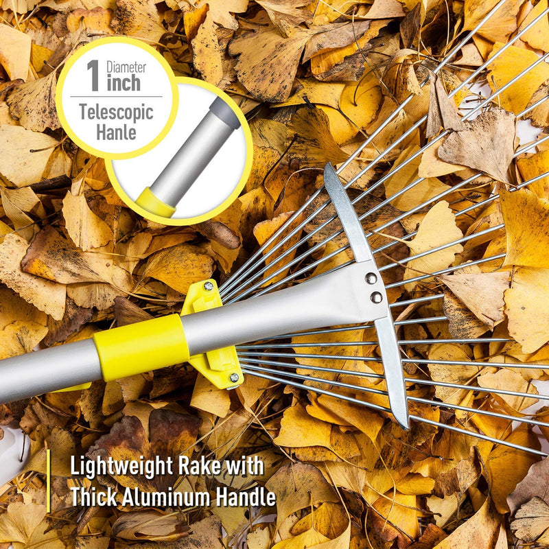 Jardineer 63 inch Adjustable Garden Rake Leaf, Collect Loose Debris Among Delicate Plants, Lawns and Yards, Expandable Head from 7 inch to 23 inch. Ideal Garden Rake Tools - NewNest Australia