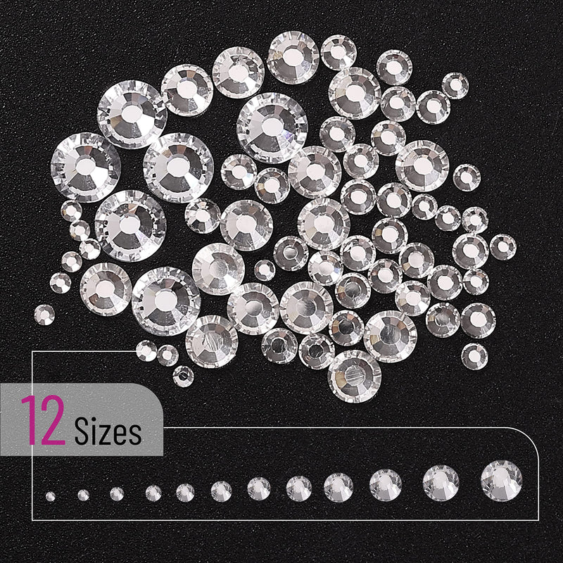 Mr. Pen- Rhinestones, 2000 pcs with Pick Up Tweezer and Rhinestones Picking Pen, 12 Sizes, Flat Back Round Rhinestones, Rhinestones for Crafts, Face gems, Rhinestones for Nails, Rhinestones for Makeup - NewNest Australia