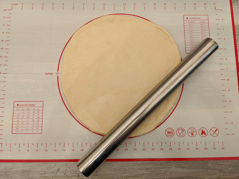 NewNest Australia - Checkered Chef Rolling Pin and Mat - Stainless Steel Rolling Pin With Silicone Non Slip/Non Stick Pastry Mat With Measurements - Perfect For Rolling Bread Dough, Pizza, Cookies and Pie Rolling Pin & Mat 