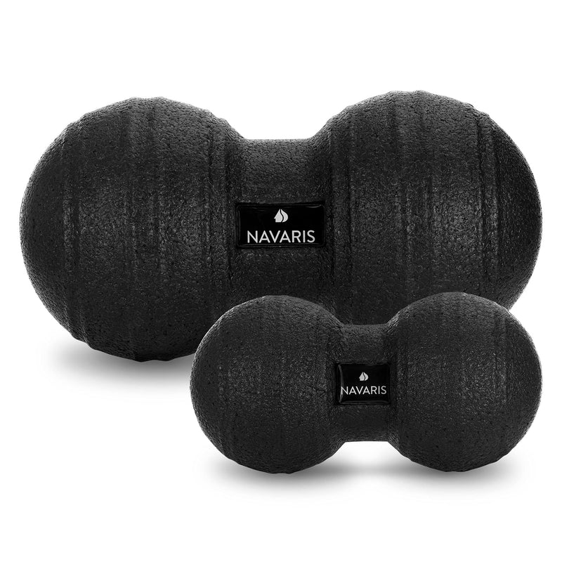 Navaris 2X Peanut Duo Ball - in 2 Sizes Duo Ball Fascia Ball Set - Trigger Point Ball - Fascia Balls - Black - NewNest Australia