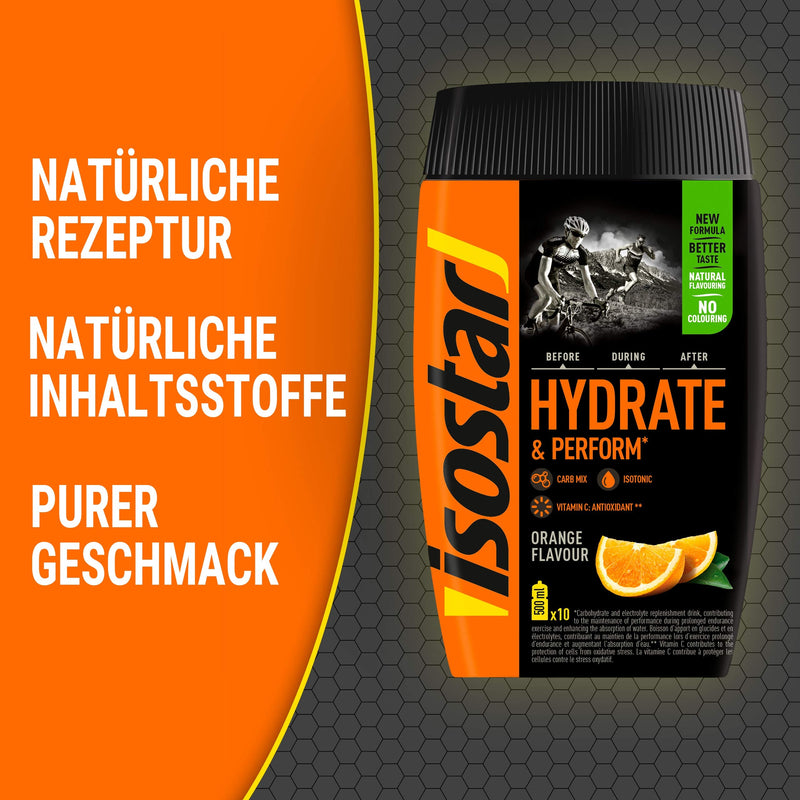 Isostar Hydrate & Perform Iso Drink - 400 g isotonic drink powder - electrolyte powder to support athletic performance - orange 400 g (pack of 1) - NewNest Australia