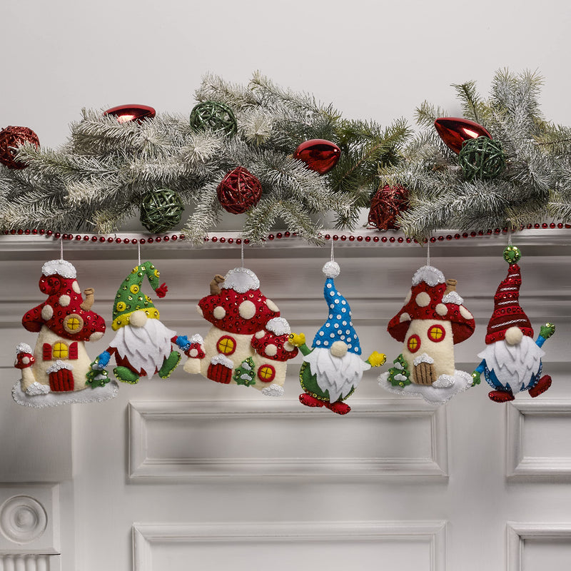 Bucilla Gnomes, Felt Applique Christmas Ornaments, Set of 6 - NewNest Australia