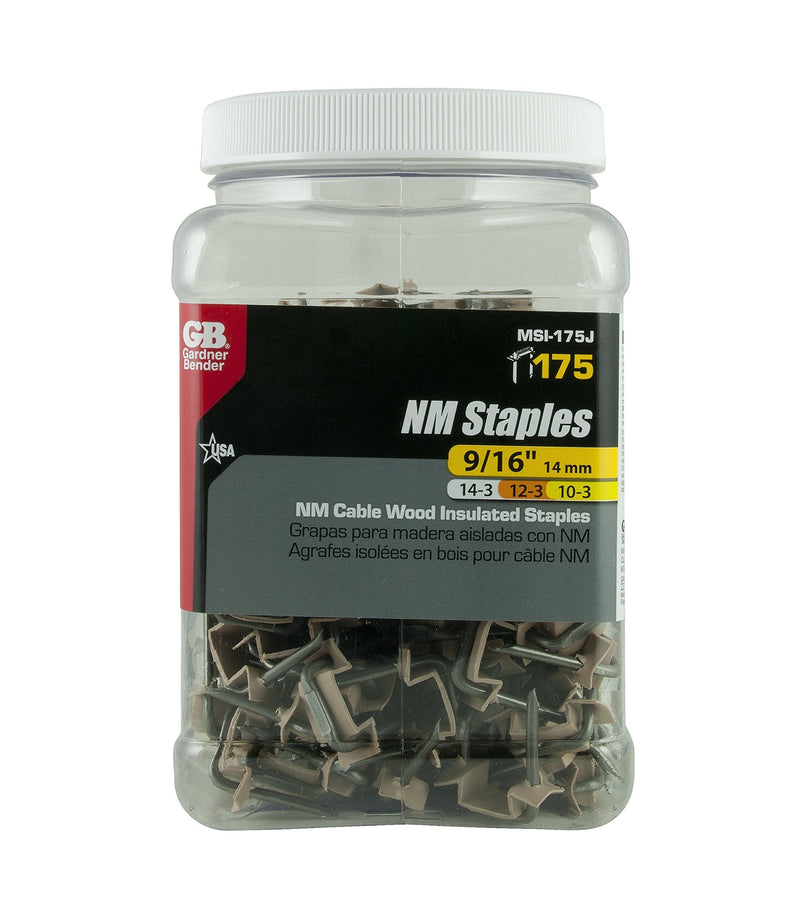 Gardner Bender MSI-175J Polyethylene Insulated Metal Staple, 9/16 in., 14/3, 12/3 & 10/3 (NM) Cable, Tan - NewNest Australia