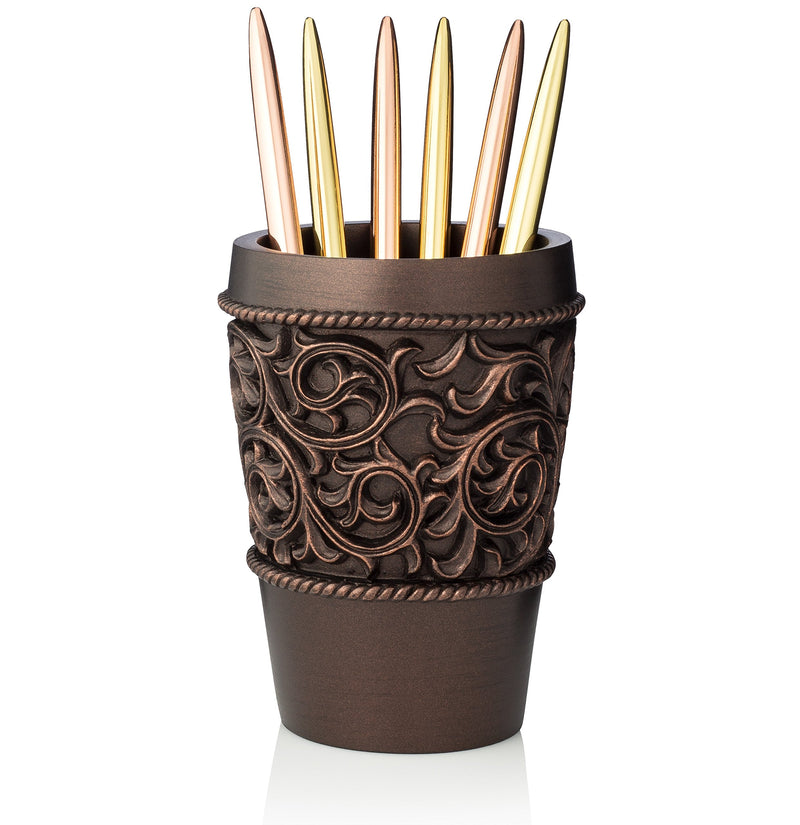 EssentraHome Bronze Bathroom Tumbler Cup For Vanity Countertops, Also Great as Pencil/Pen Holder and Makeup Brush Holder - NewNest Australia