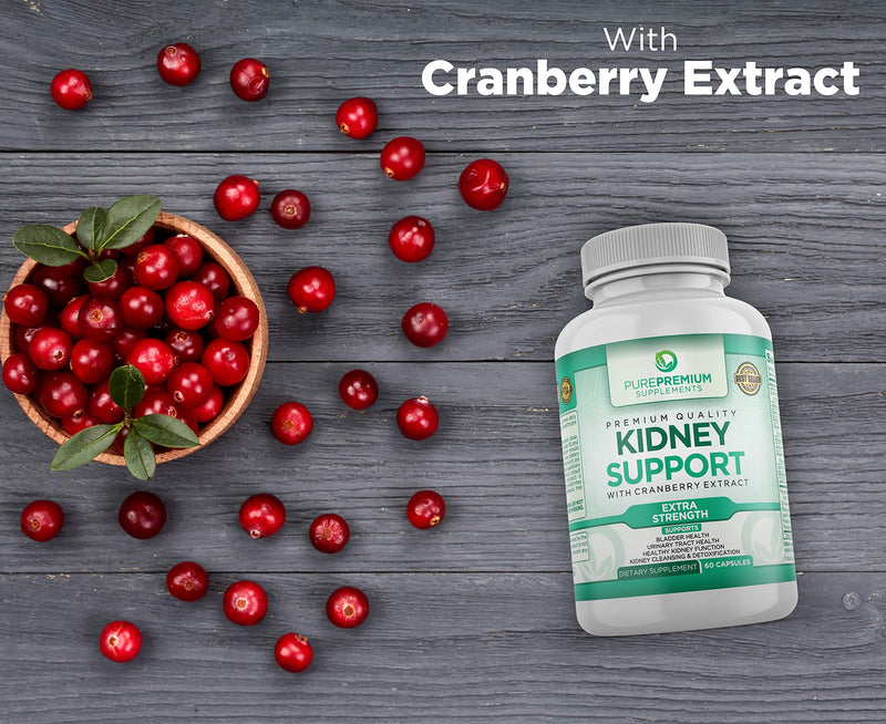 Premium Kidney Support Supplement by PurePremium (Kidney Cleanse Supplement) Supports Urinary Tract and Bladder Health – Cranberry Extract, Astragalus and Uva Ursi Leaf - 60 Caps - NewNest Australia