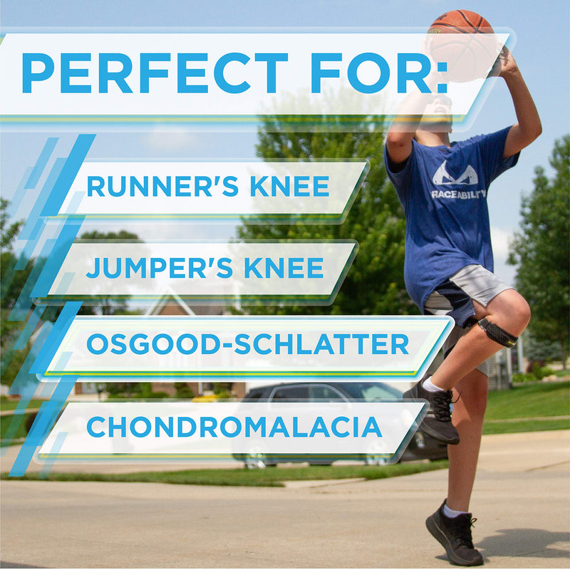 BraceAbility Kids Knee Band | Child Osgood Schlatter Strap for Jumpers Knee, Patella Tendonitis, Youth Sports Brace with Pad for Running, Soccer, Volleyball & Basketball (Small) Small (Pack of 1) - NewNest Australia