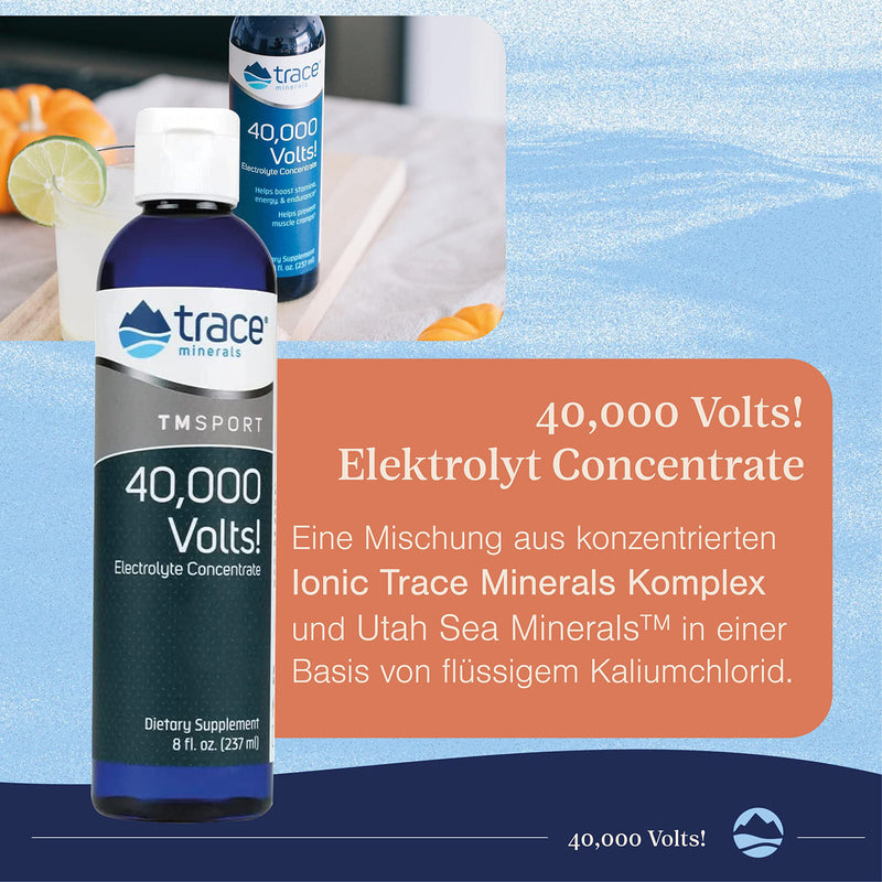 Trace Minerals, 40,000 volts!, electrolyte concentrate, 237ml, mineral mix, laboratory tested, gluten-free, soy-free, vegan - NewNest Australia