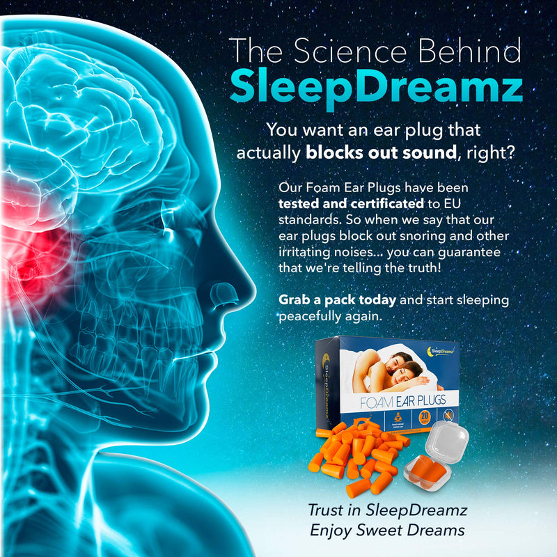 SleepDreamz® Foam Ear Plugs for Sleeping – x20 Pairs of Noise Cancelling Ear Plugs – Stop Snoring & Other Loud Noises from disrupting Your Sleep, with These Earplugs for Sleep - NewNest Australia