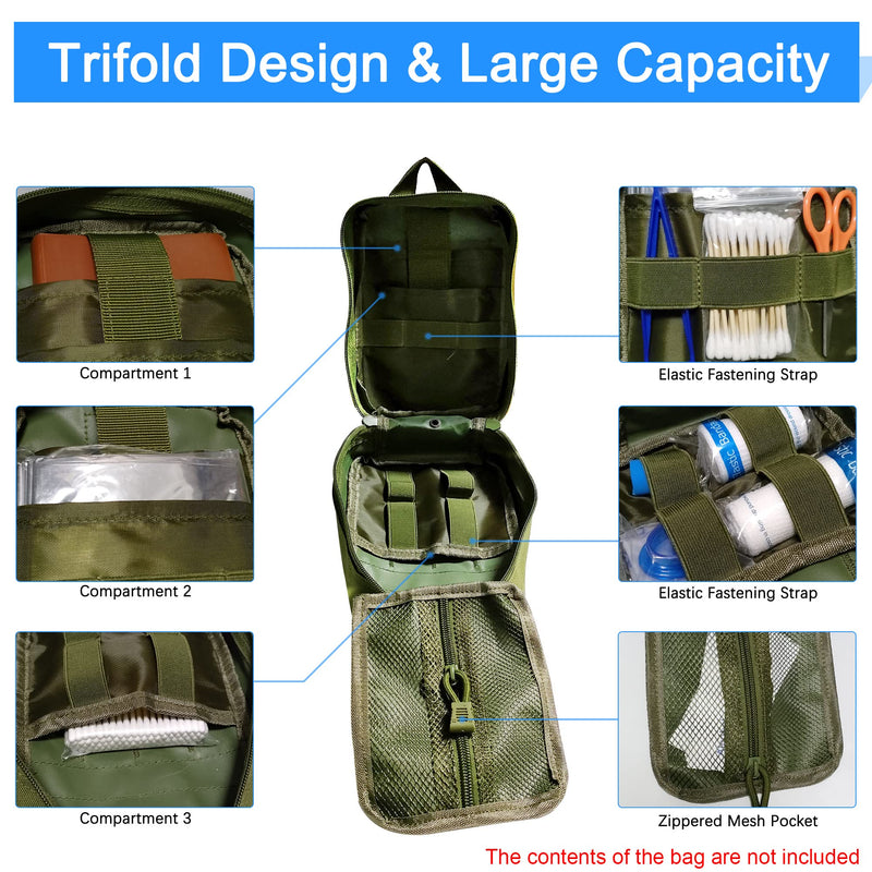 Qiyuant First Aid Bag Empty Molle Tactical Belt Bag With Carabiner Military Outdoor Waterproof Ifak Edc Pouch For Medical Sports Hiking Travel Camping Equipment Car, Army Green, 15√Ó10√Ó20.5Cm/5.9"√Ó3.9"√Ó8.0", Trekking Backpack - NewNest Australia