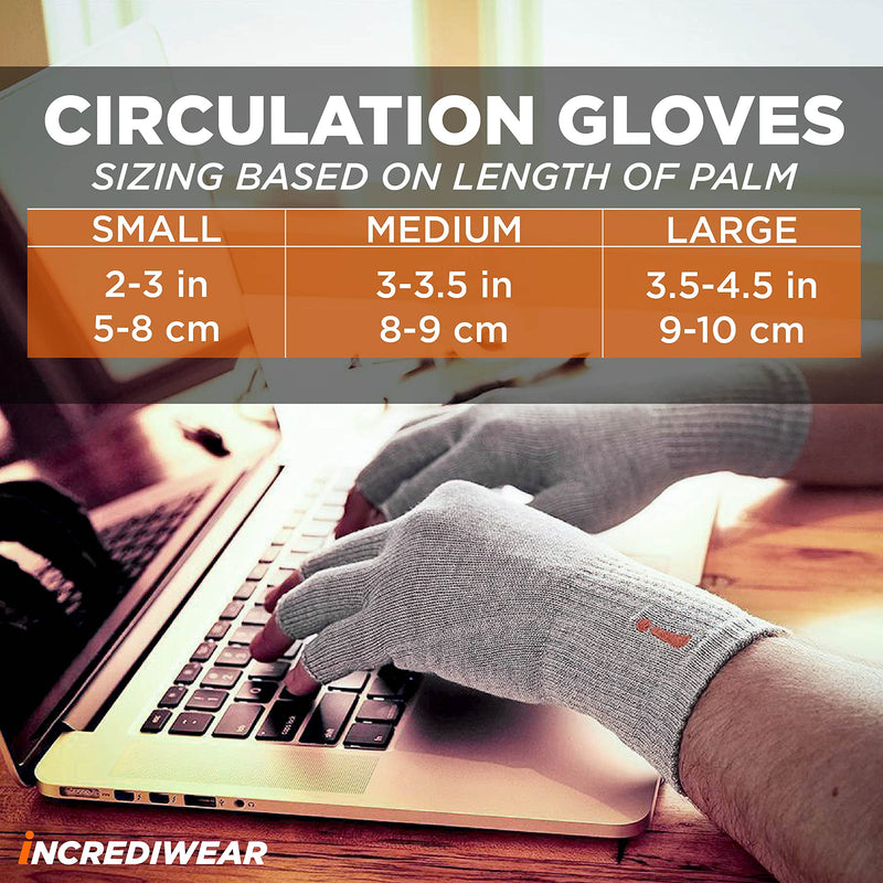 Incrediwear Fingerless Circulation Gloves Arthritis Gloves, Grey Small (1 Pair) - NewNest Australia
