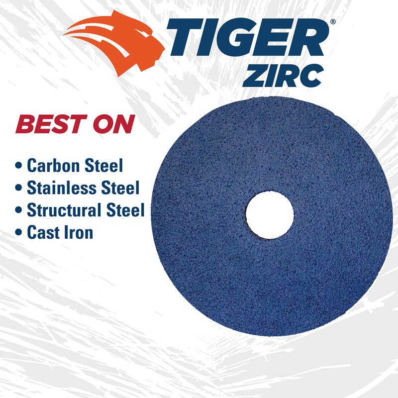 Weiler 59737 Tiger Zirconia Alumina Resin Fiber Sanding & Grinding Disc, 4-1/2" Diameter, 120 Grit, 7/8" Arbor Hole (Pack of 25) - NewNest Australia