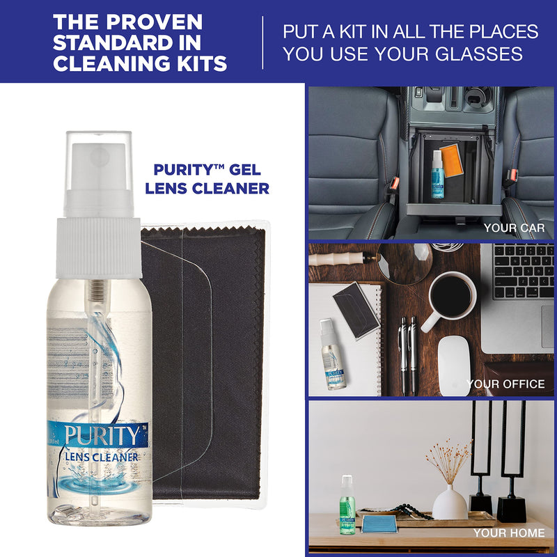 Purity Eyeglass Lens Cleaner Kit - 3 x 1oz Travel Size Lens Cleaner Spray Bottle + 2 Microfiber Cleaning Cloths - Safe for All Lenses (AR Coated Included), Eyeglasses and Screens - Clear 5 1oz. - NewNest Australia