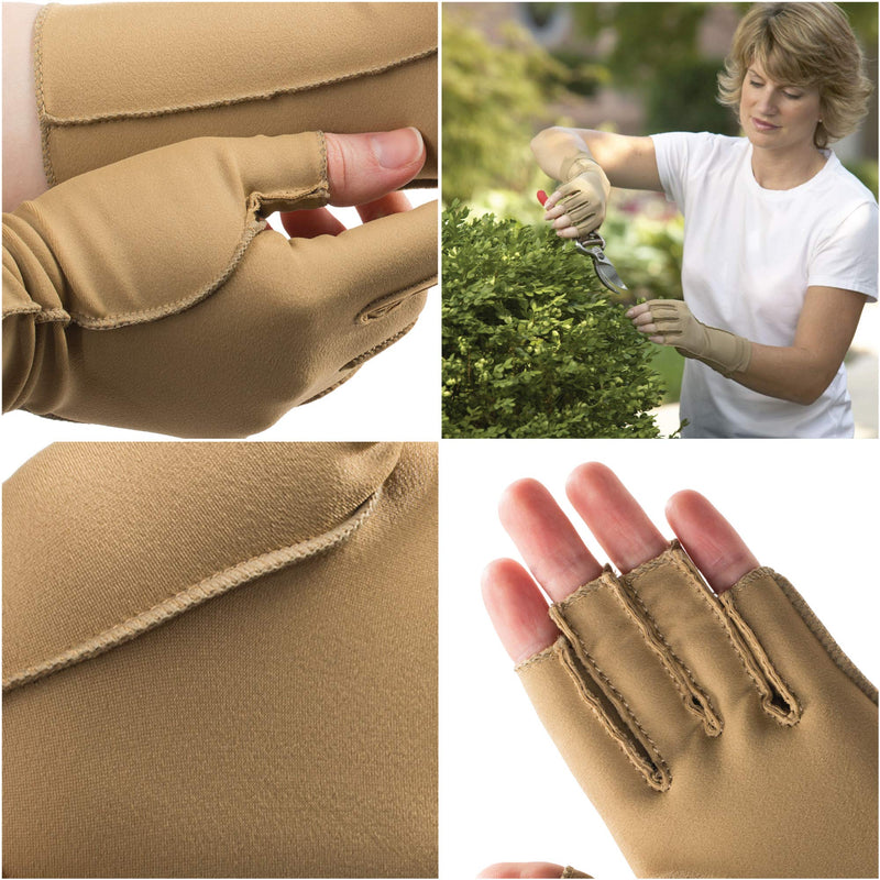 isotoner Women & Men Arthritis Compression Rheumatoid Pain Relief Gloves for joint support with Open/Full finger design Camel Large One Pair of Open Finger Gloves - NewNest Australia