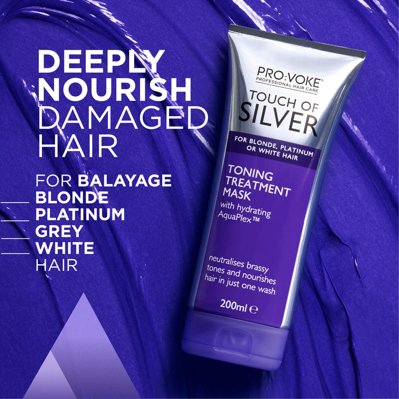 PRO:VOKE Touch of Silver Toning Treatment Mask 200ml | Purple Conditioner for Blonde, Platinum, White or Grey hair | Purple Shampoo Alternative to Banish Brassy Tones - NewNest Australia