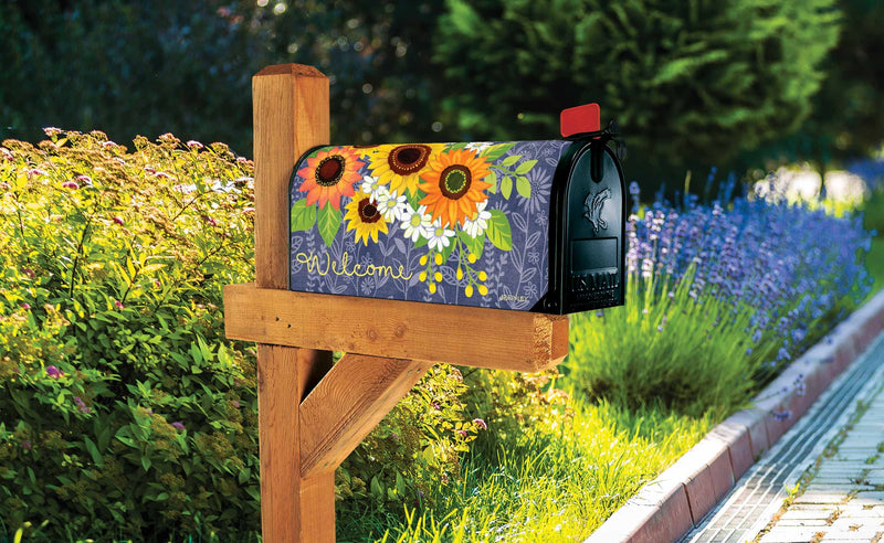 MailWraps Studio M Denim Garden Decorative, The Original Magnetic Mailbox Cover, Made in USA, Superior Weather Durability, Standard Size fits 6.5W x 19L Inch Mailbox - NewNest Australia