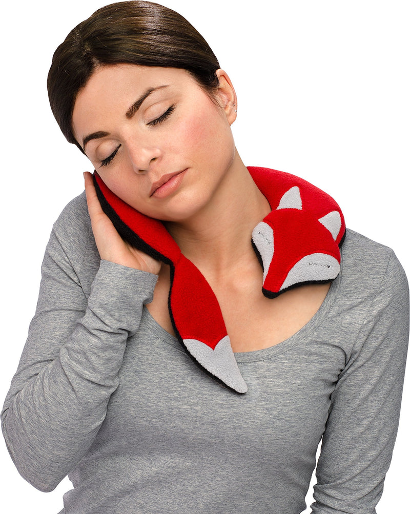 LESCHI heat pillow - grain pillow for microwave - animal fox red - cuddly neck pillow with organic wheat - ideal as a heat source in winter and for tension in the neck, shoulder, neck fire / midnight - NewNest Australia