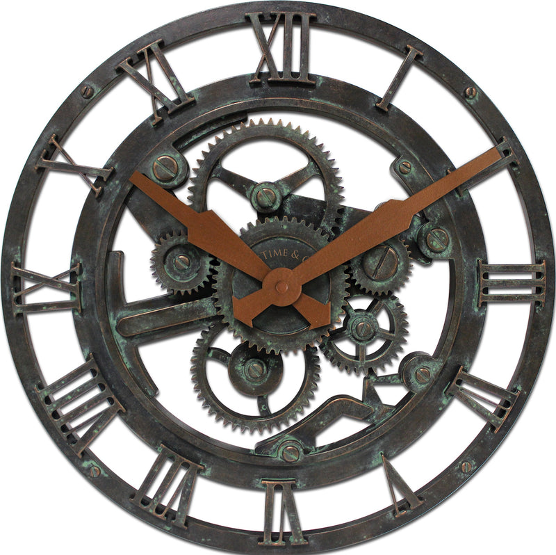 NewNest Australia - FirsTime & Co. Oxidized Gears Wall Clock, 15", Metallic Teal 