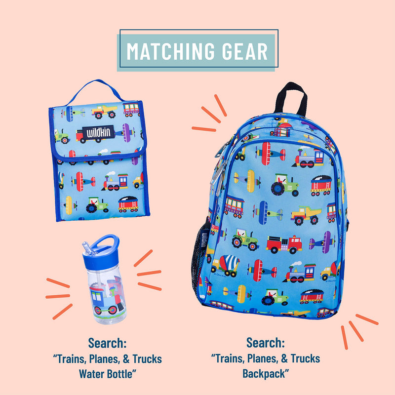 NewNest Australia - Wildkin Kids Insulated Lunch Bag for Boys and Girls,Lunch Bags Ideal Size for Packing Hot or Cold Snacks for School and Travel, Mom's Choice Award Winner,BPA-Free,Olive Kids(Trains, Planes and Trucks) Trains, Planes and Trucks 