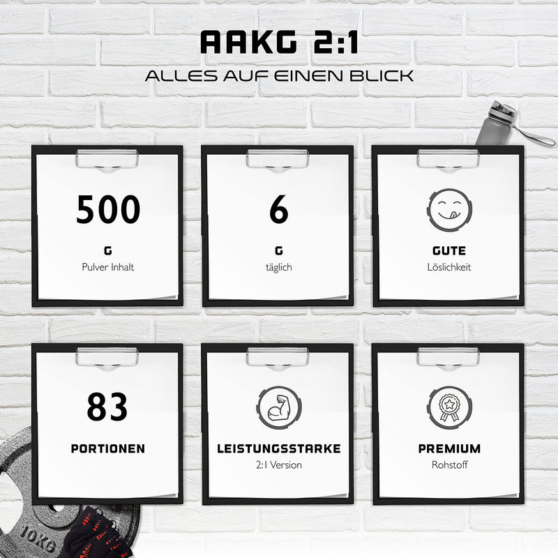 AAKG - 500 g - L-arginine alpha-ketoglutarate (2:1) - Optimal solubility - Laboratory tested - Vegan - Pure powder without additives - Premium arginine amino acid - German Elite Nutrition - NewNest Australia