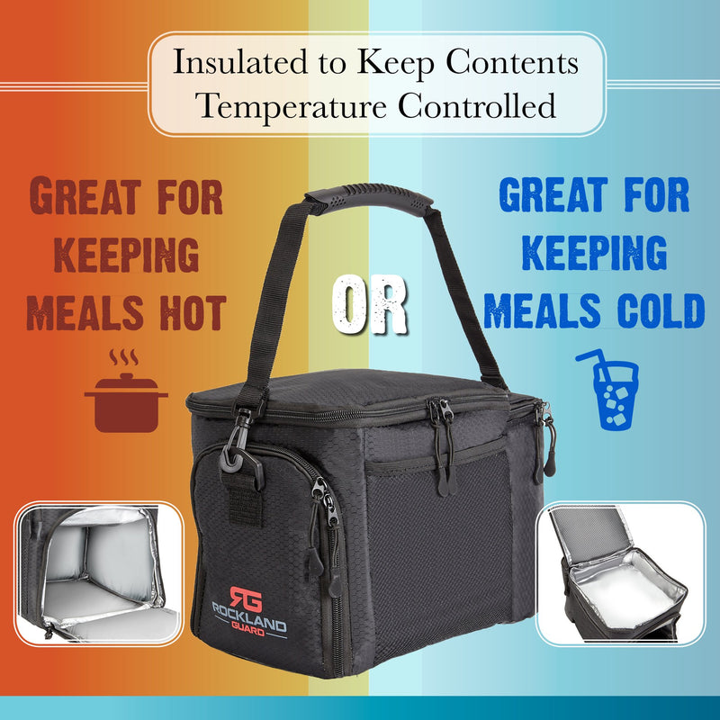 NewNest Australia - Rockland Guard - Insulated Meal Prep Bag Cooler - Portable Hot or Cold Lunch Box for Meal Management at Work, Gym or Travel. 