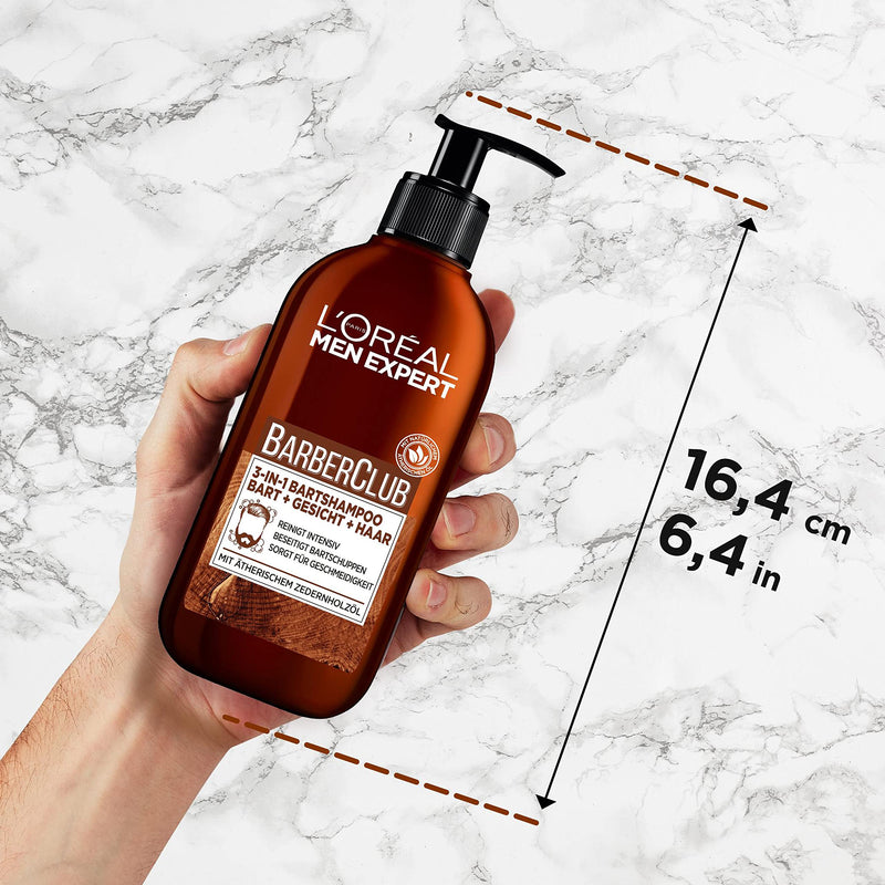 L'Oréal Men Expert Beard Care Set for Men with Beard Shampoo and Beard Oil, With Cedarwood Essential Oil, Men's Gift Set, Barber Club Set, 1 x 200 ml, 1 x 30 ml New Set - NewNest Australia