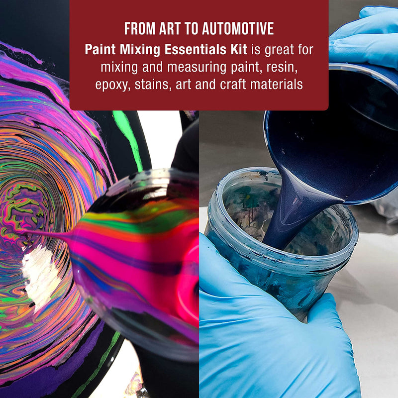 TCP GLOBAL Premium Paint Mixing Essentials Kit. Comes with 12 Mixing Cups, 6 Lids, 12 Wooden 12" Mixing Sticks, 12 Wooden Mini Mixing Paddles, 12 HQ 190 Mesh Paint Strainers & Paint Can Opener. - NewNest Australia