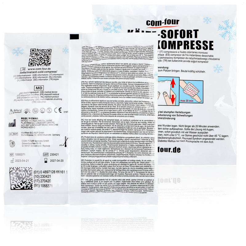 com-four® 20x disposable cold instant compress for kinking, cold pack for immediate cooling, cold pack for first aid measures, cooling pad for external use (20 pieces - 15x17cm) 20 pieces - 15x17cm - NewNest Australia