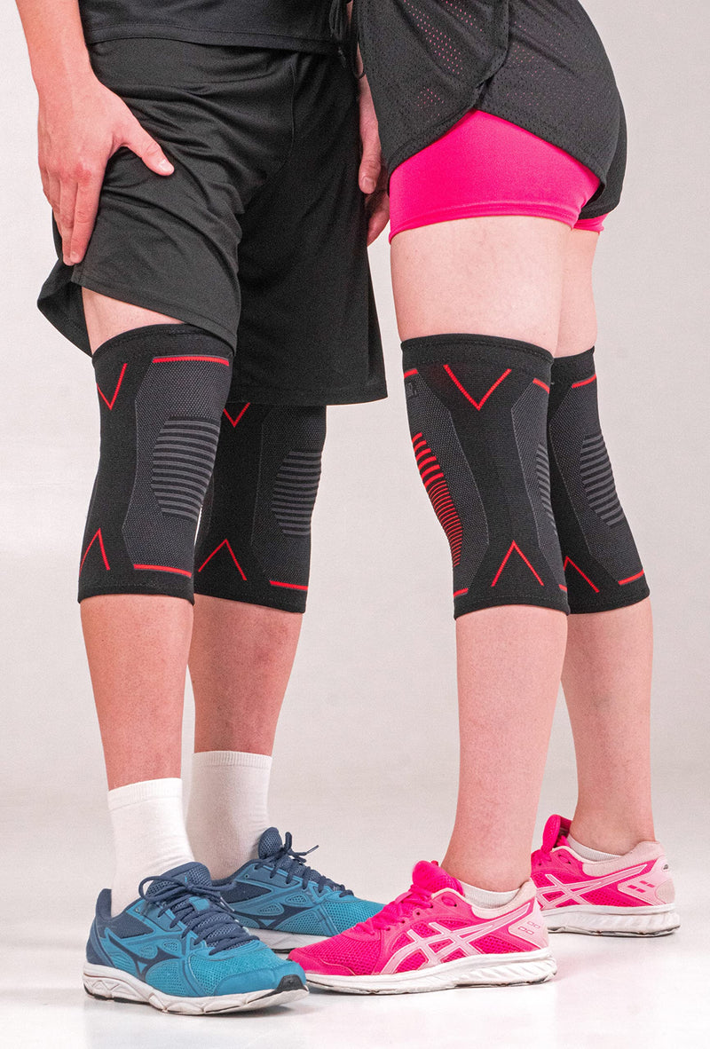 aZengear Knee Support Brace (Pair) - Compression Knee Sleeve for Joint Pain, Ligament Injury, Meniscus Tear, Arthritis, ACL, MCL, Running, Weightlifting, Squats (L) L - NewNest Australia