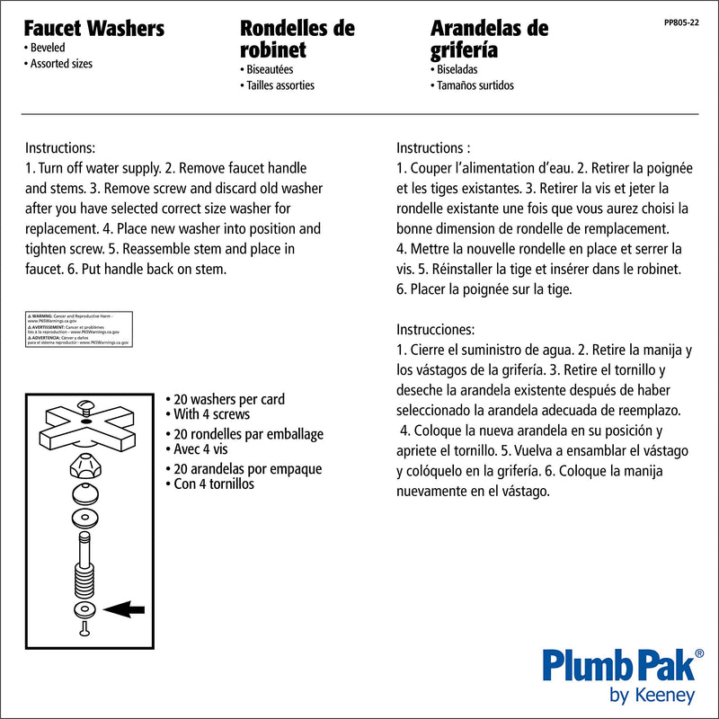 Plumb Pak PP805-22 PlumPak Beveled Faucet Washer Assortment - NewNest Australia
