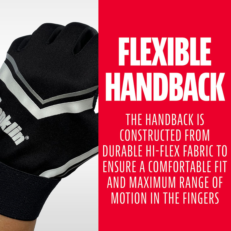 Franklin Sports Youth Football Receiver Gloves - Shoktak Youth Gloves - Kids Football Receiver Gloves - High Grip Football Gloves for Kids Youth Large Black/White - NewNest Australia
